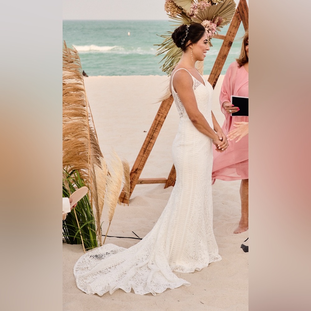Grace Loves Lace inspired White plunging back v neck beach boho wedding dress!